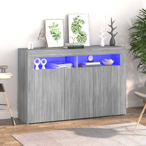 Sideboard with LED Lights Grey Sonoma 115.5x30x75 cm