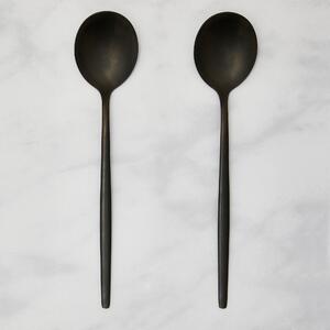 Hexham Set of 2 Black Serving Spoons Silver