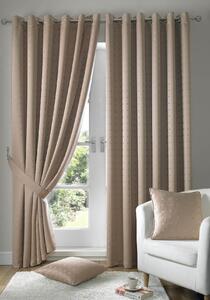 Madison Lined Ready Made Eyelet Curtains Latte
