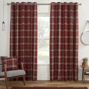 Carnoustie Ready Made Blackout Eyelet Curtains Red