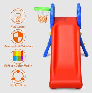 Costway Folding Child's First Slide with Basketball Hoop