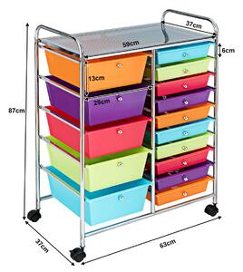 Costway 15 Drawer Rolling Storage Cart with 4 Wheels for Beauty Salon-Multicolor