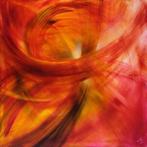 Illustration dancing with red lights, Annette Schmucker, (40 x 40 cm)