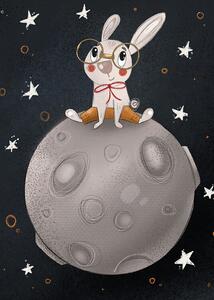 Illustration Rabbit on the moon, Nelli Suneli, (30 x 40 cm)