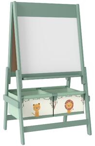 AIYAPLAY Art Easel for Kids, Double-Sided Whiteboard/Blackboard with Paper Roll, Two Storage Boxes, for Ages 3-8 Years, Green