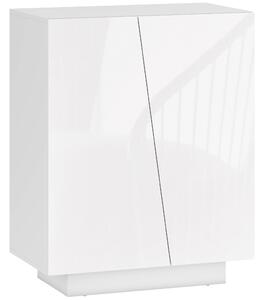 HOMCOM Wooden Freestanding Storage Cabinet for Bedroom, High Gloss Sideboard with Adjustable Shelves, White Aosom UK
