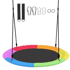 AIYAPLAY Tree Swing Seat, 120cm Kids Saucer Swing with Adjustable Ropes and Tree Straps, 300kg Capacity, Multicolour