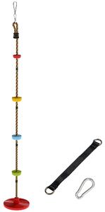 AIYAPLAY Climbing Rope, Kids Tree Swing Kit with Platforms and Disc Swings Seat, Obstacle Course Kids for Garden, Red