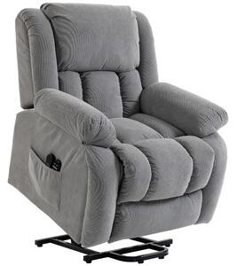 HOMCOM Recliner Armchair Lift Chair, Electric Recliner Chair with Vibration Massage and Heat, Wide Seat, USB Port, Light Grey