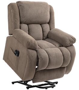 HOMCOM Recliner Armchair Lift Chair, Electric Recliner Chair with Vibration Massage and Heat, Wide Seat, USB Port, Light Brown