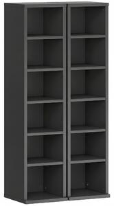 HOMCOM Set of 2 CD Media Display Shelf Unit Tower Rack with Adjustable Shelves, Black