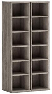 HOMCOM Set of 2 CD Media Display Shelf Unit Tower Rack with Adjustable Shelves, Distressed Grey