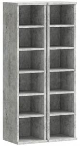 HOMCOM Set of 2 CD Media Display Shelf Unit Tower Rack with Adjustable Shelves, Grey