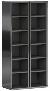 HOMCOM Set of 2 CD Media Display Shelf Unit Tower Rack with Adjustable Shelves, High Gloss Black