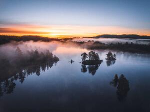 Photography Aerial view - sunrise in the forest, Baac3nes