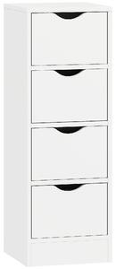 HOMCOM 4-Drawer Bathroom Cabinet, Freestanding Narrow Storage Cabinet with Groove Handles for Small Spaces, White
