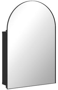 HOMCOM Bathroom Mirror Cabinet with Mirror, Arched Wall Mounted Bathroom Cabinet with Storage Shelves, Black