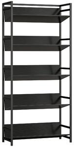 HOMCOM Bookshelf 5-Tier Metal Frame Room Divider Bookcase Storage Shelves for Living Room Black