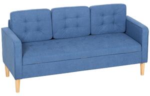 HOMCOM 3 Seater Sofa, 169cm Couch with Hidden Storage, Wood Legs, Blue