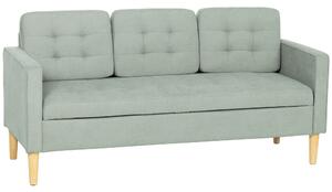 HOMCOM 3 Seater Sofa, 169cm Couch with Hidden Storage, Wood Legs, Light Grey