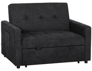 HOMCOM Loveseat Sofa Bed, Convertible Bed Settee with 2 Pillows, Side Pockets, Black