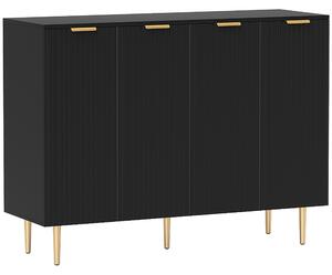 HOMCOM Sideboard Buffet Cabinet, Modern Kitchen Storage Cabinet with 4 Doors and Adjustable Shelves Black