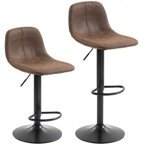 HOMCOM Bar Stools Set of 2, Modern Swivel Barstools with Footrest for Kitchen Island and Dining Room, Brown