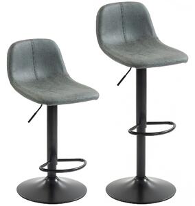 HOMCOM Bar Stools Set of 2, Modern Swivel Barstools with Footrest for Kitchen Island and Dining Room, Green