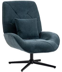HOMCOM Accent Chair, Chenille Upholstered Swivel Armchair with Lumbar Pillow, High Back, Deep Seat and Metal Legs, Dark Green
