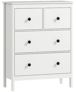 HOMCOM Modern Chest of Drawers, 4 Drawer Dresser Clothes Storage Organiser for Living Room, Hallway, Entryway, White