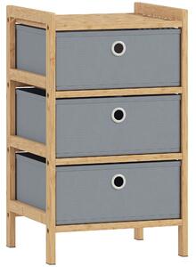 HOMCOM Chest of Drawers, 3 Fabric Drawers Narrow Dresser with Bamboo Frame, Light Grey