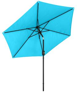 Outsunny 2.6 m Garden Parasol Umbrella with Aluminium Pole, Outdoor Patio Umbrella with Tilt and Crank, Vent, Blue
