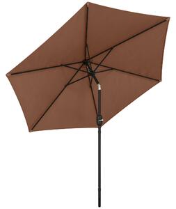 Outsunny 2.6 m Garden Parasol Umbrella with Aluminium Pole, Outdoor Patio Umbrella with Tilt and Crank, Vent, Coffee