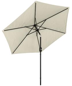 Outsunny 2.6 m Garden Parasol Umbrella with Aluminium Pole, Outdoor Patio Umbrella with Tilt and Crank, Vent, Cream White