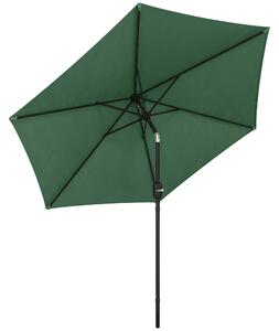 Outsunny 2.6 m Garden Parasol Umbrella with Aluminium Pole, Outdoor Patio Umbrella with Tilt and Crank, Vent, Dark Green