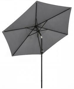 Outsunny 2.6 m Garden Parasol Umbrella with Aluminium Pole, Outdoor Patio Umbrella with Tilt and Crank, Vent, Grey