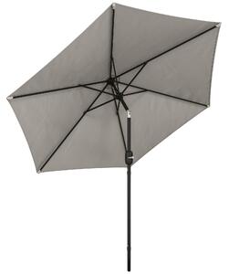 Outsunny 2.6 m Garden Parasol Umbrella with Aluminium Pole, Outdoor Patio Umbrella with Tilt and Crank, Vent, Light Grey