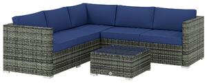 Outsunny Four-Piece Rattan Sofa Set - Blue