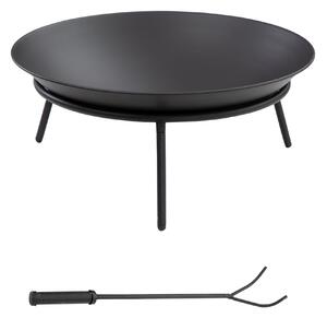 Outsunny Outdoor Fire Pit, Portable Round Firepit with Poker, for Garden, Camping, Bonfire, Picnic, Dia. 47 x 21 cm, Black