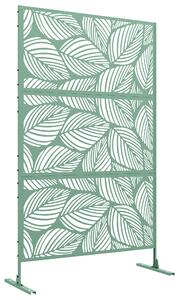 Outsunny Metal Decorative Privacy Screen Outdoor Divider, Green Leaf