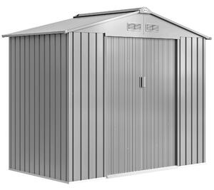Outsunny 7 x 4ft Lockable Metal Garden Tool Storage Shed Storage - Light Grey