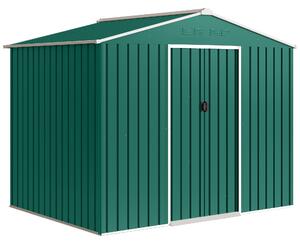 Outsunny 8 x 6ft Galvanised Steel Shed, with Double Door - Green