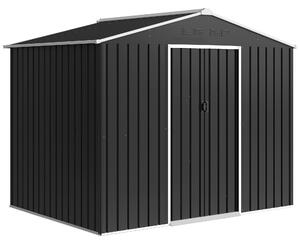 Outsunny 8 x 6ft Galvanised Steel Shed, with Double Door - Dark Grey