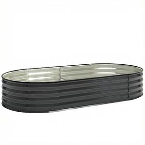 Outsunny Galvanised Raised Garden Bed, Metal Planter Box with Safety Edging, for Flowers, Herbs, Succulents, Dark Grey