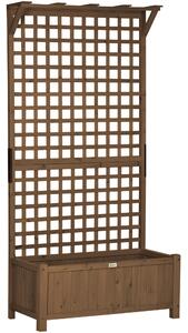 Outsunny Planter Box, Trellis Raised Bed for Vine Climbing, Raised Garden Bed, Privacy Screen for Backyard, Patio Aosom UK