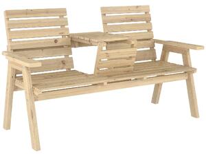 Outsunny Fir Wood Convertible 2 to 3 Seater Outdoor Garden Bench, Natural Wood Finish