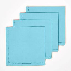 Homescapes Blue Cotton Fabric 4 Napkins Set