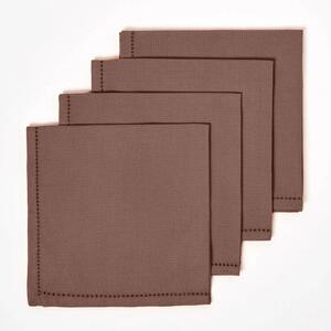 Homescapes Chocolate Cotton Fabric 4 Napkins Set