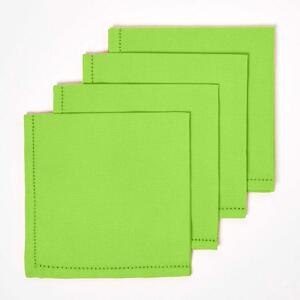 Homescapes Lime Green Cotton Fabric 4 Napkins Set