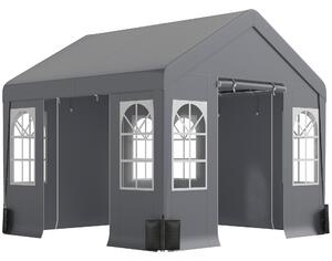 Outsunny 3 x 3 m Party Tent, Outdoor Canopy Tent Shelter with Removable Sidewalls, 4 Zipped Doors, for Parties, Wedding, Grey